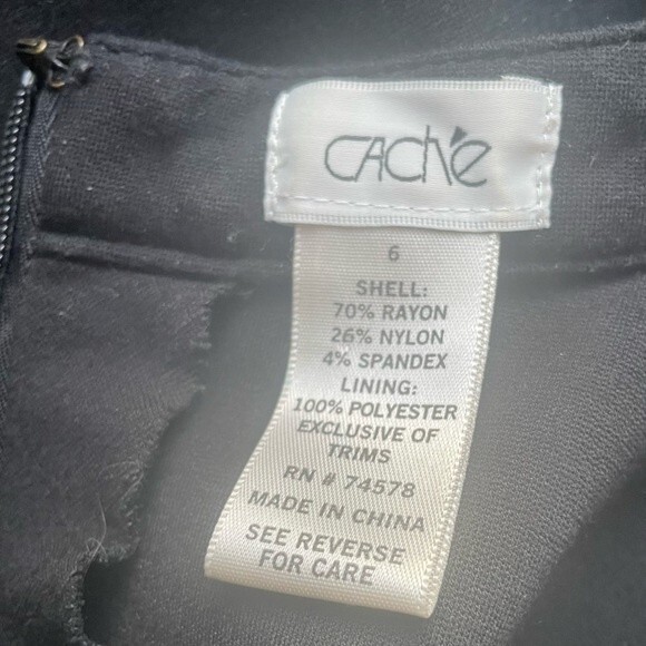 Y2K Cache Bodycon Dress Black Ponte Knit Fitted Gold Stud Studded Sheath Size 6 - Picture 8 of 10